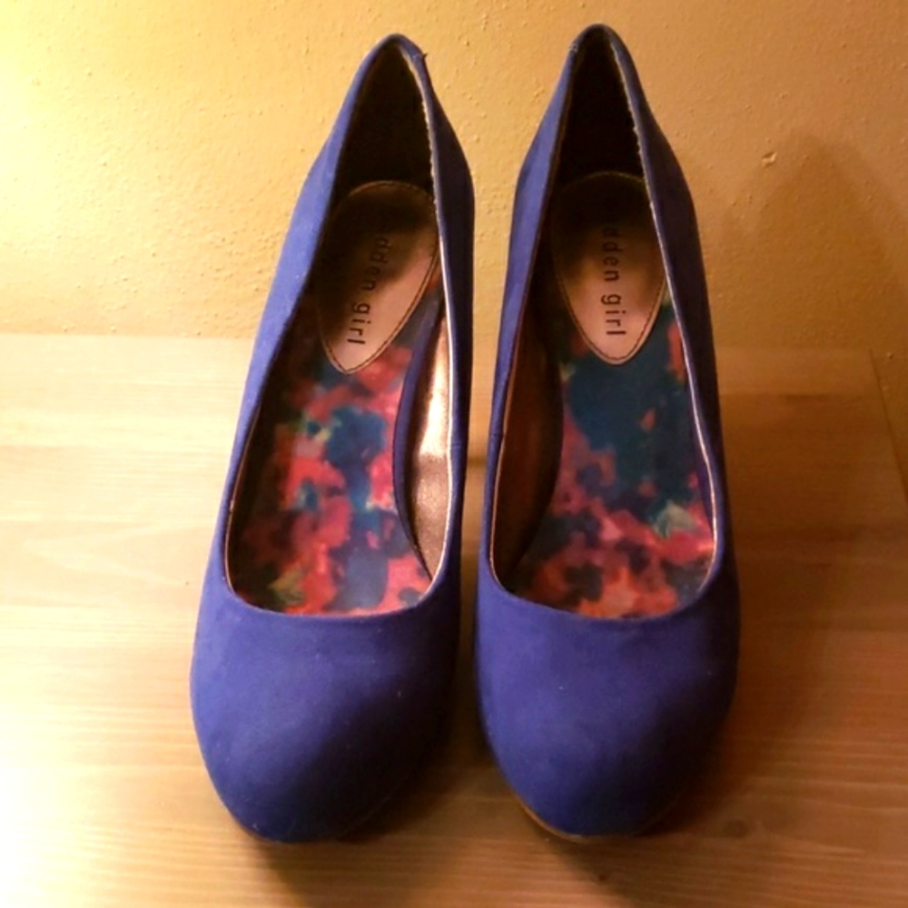 Madden Girl Blue Suade Heels